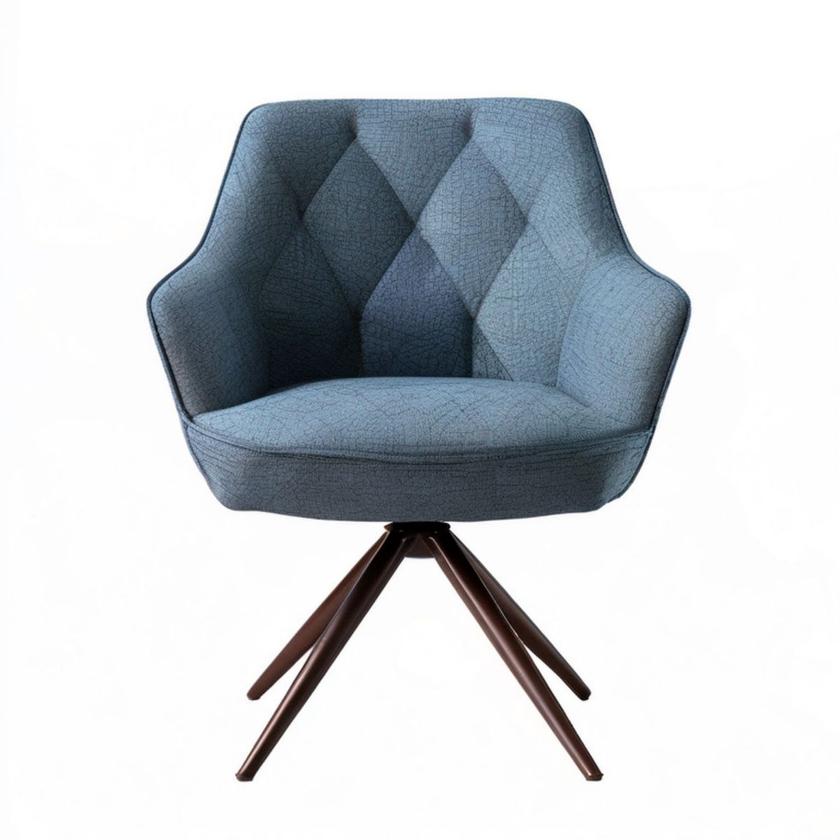 Gepolsterter Drehstuhl mit Armlehnen, Blau/Dunkelbraun, 60 x 62 x 84 cm