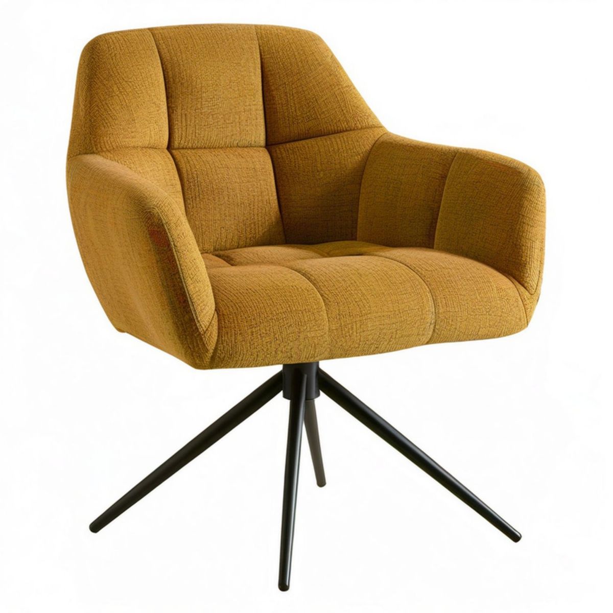 Drehbarer Armlehnstuhl in Senfgelb/Schwarz, 63 x 65 x 86 cm