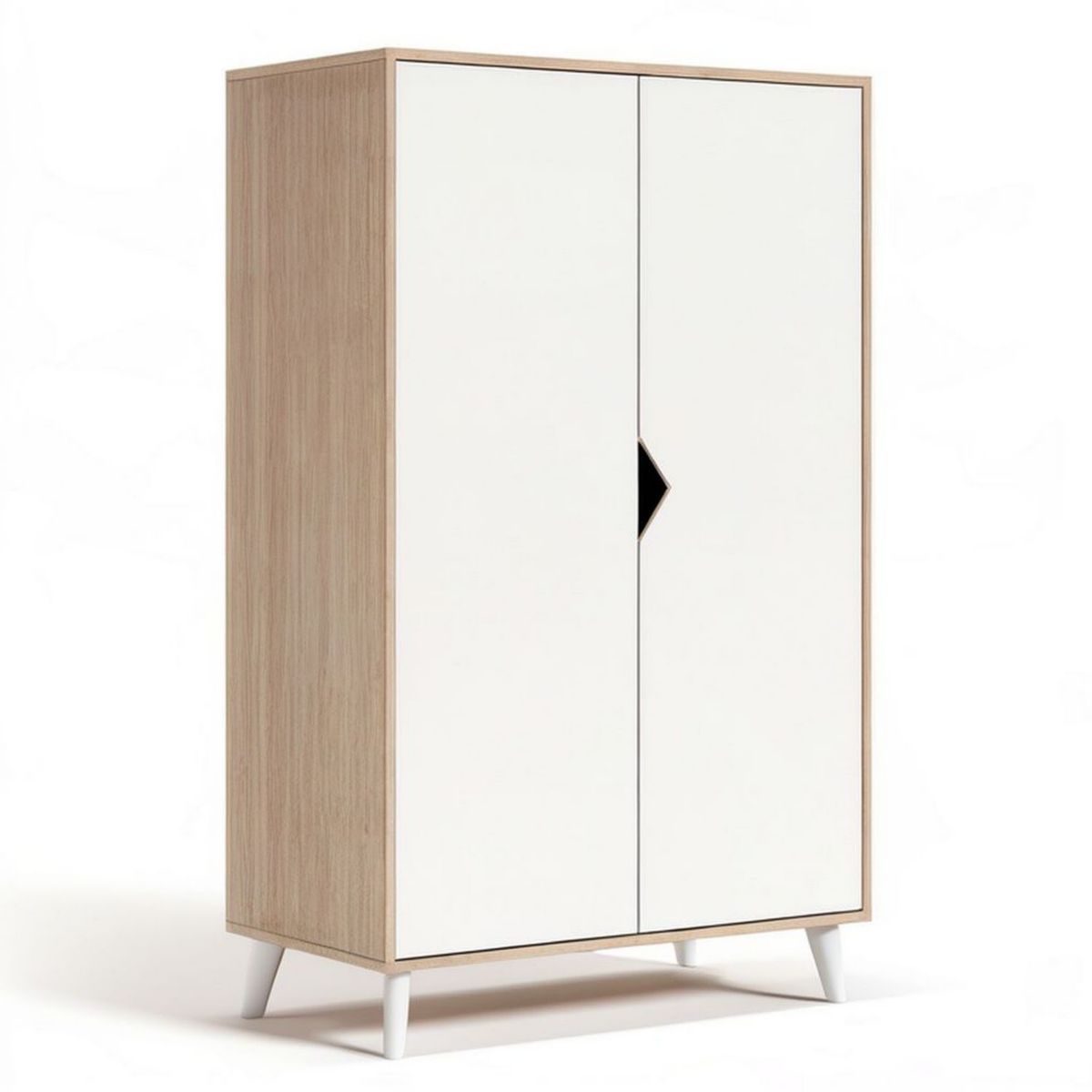 2-türiger Kleiderschrank 90 x 50 x 180 cm Weiss/Eiche