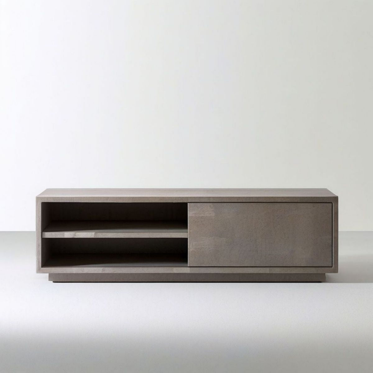 Couchtisch mit Stauraum, 120 x 40 x 45 cm, Taupe, MDF in Betonoptik