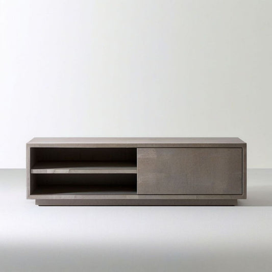 Couchtisch mit Stauraum, 120 x 40 x 45 cm, Taupe, MDF in Betonoptik