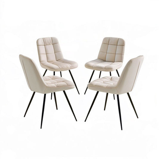 4er-Set Esszimmerstühle mit Rückenlehne, 45 x 54 x 86 cm, Creme/Schwarz, PU-Kunstleder und Stahl
