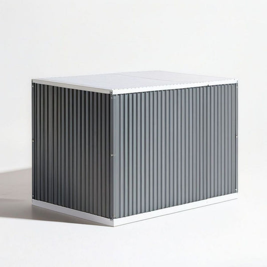 Quadratische Aufbewahrungsbox 60 x 60 x 60 cm aus verzinktem Stahl und Aluminium, Anthrazit/Silber