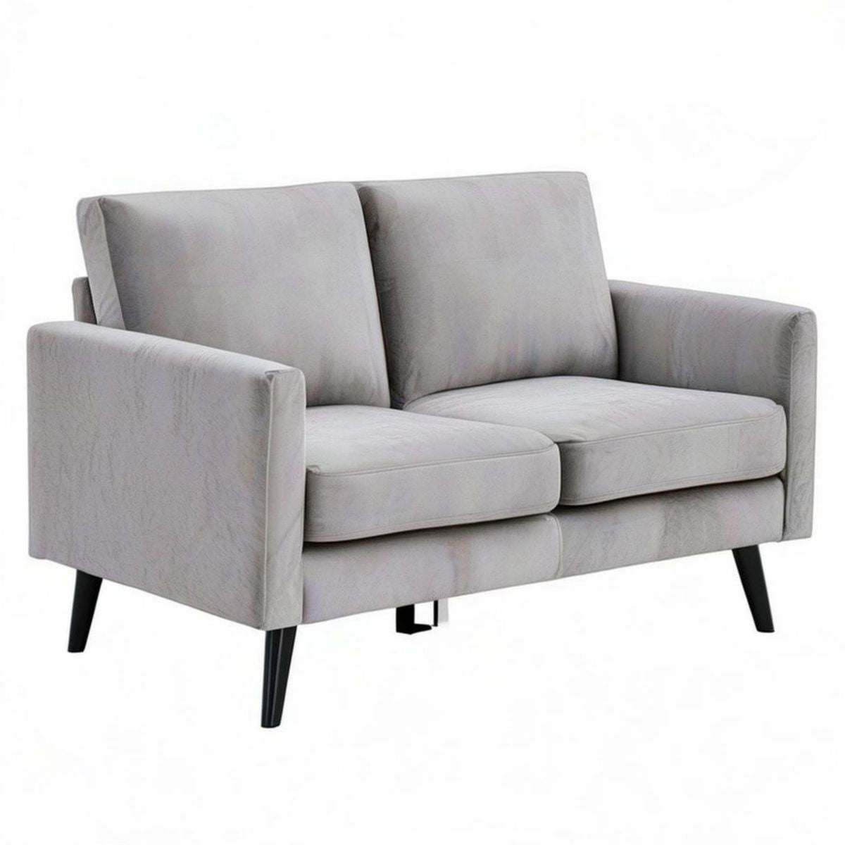 2-Sitzer-Sofa 140 x 80 x 85 cm Grau mit Samtbezug und schwarzen Stahlbeinen
