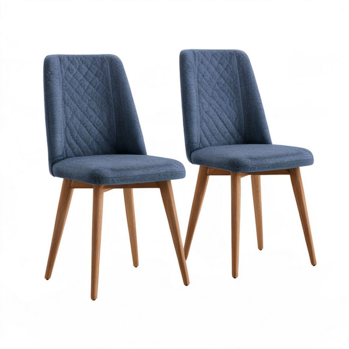 2er-Set Esszimmerstühle Dunkelblau/Naturbraun, 47 x 56 x 88 cm