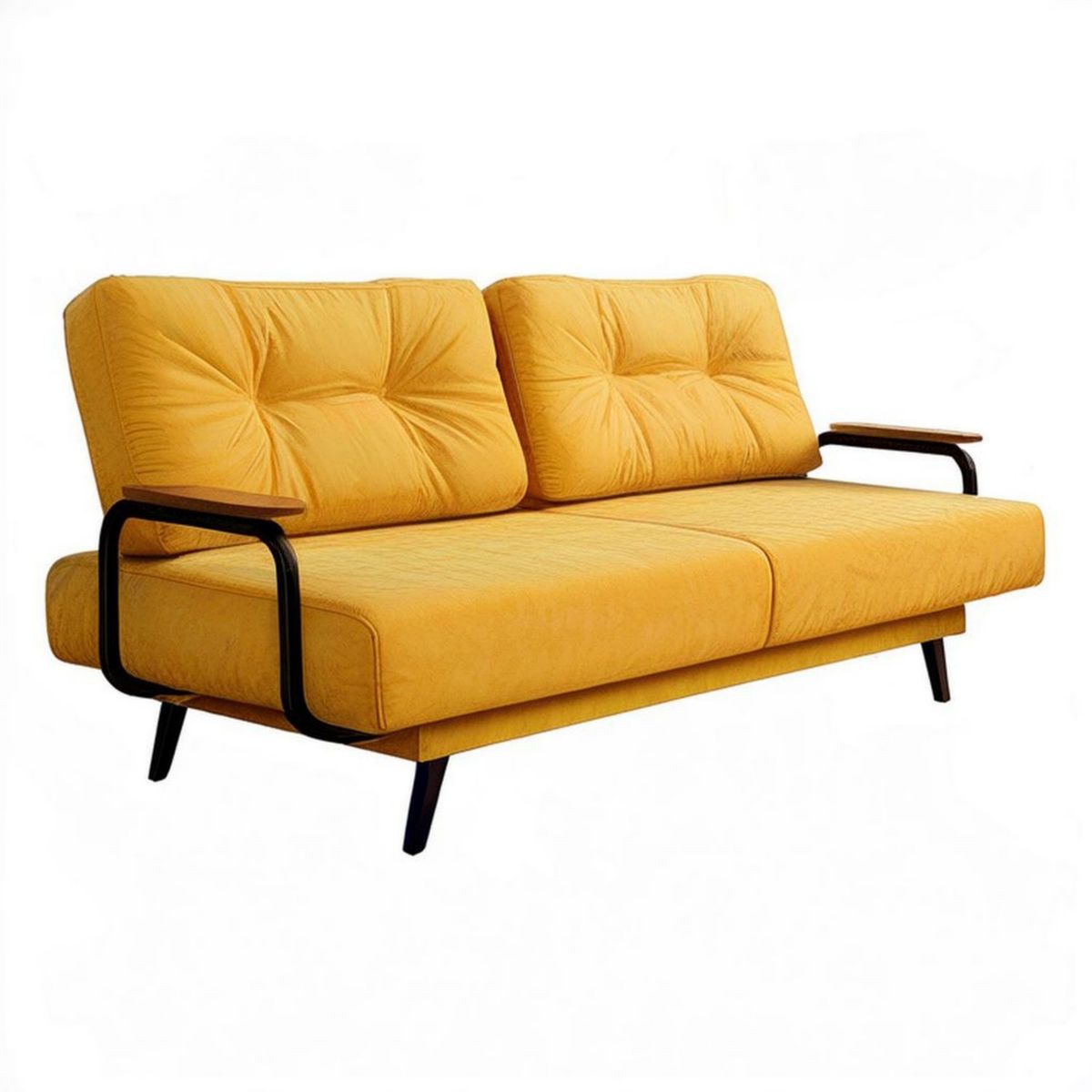 2-Sitzer Sofa 160 x 80 x 85 cm in Senfgelb mit Samtbezug